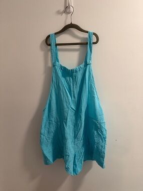 Turquoise Blue Cotton One-Piece Romper